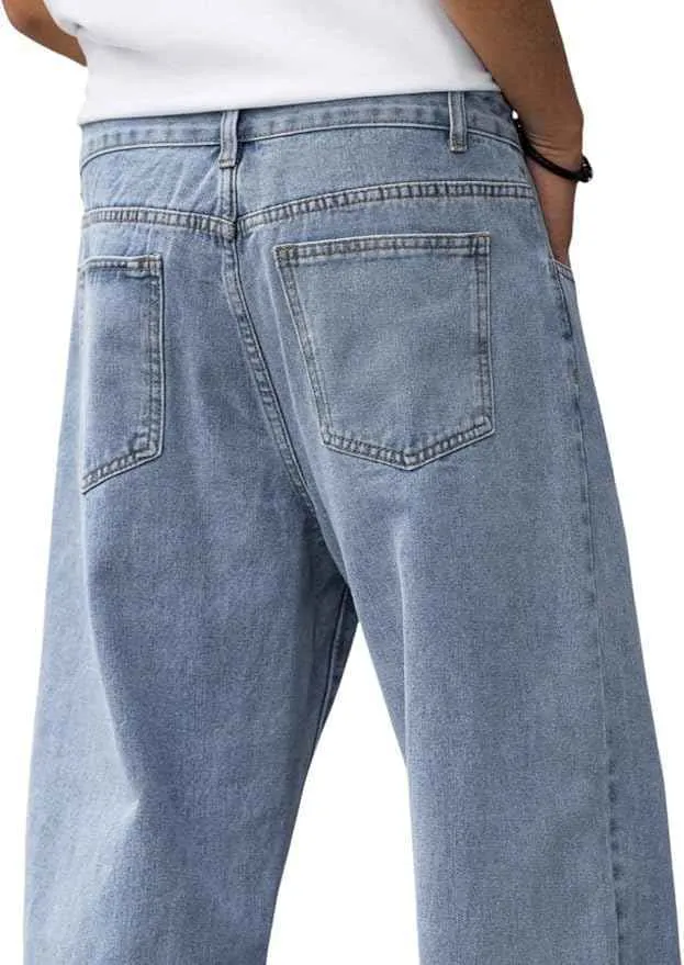 Nouveaux pantalons baggy en denim à jambes larges pour hommes, en coton 100%, respirants, de haute qualité, vente en gros personnalisée